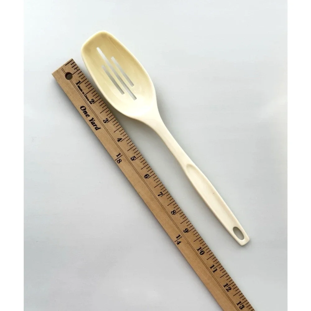 FOLEY Nylon Slotted Serving Spoon Ivory Cream Kitchen Utensil 11 Inches Vintage